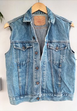 Vintage 80's Stonewashed Levi Sleeveless Denim Jacket