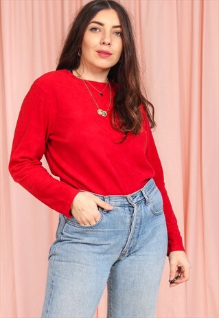 VINTAGE 90S FLEECE CREW NECK IN RED