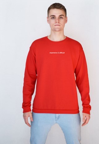 RED EXPENSIVE & DIFFICULT (WHITE) SWEATSHIRT