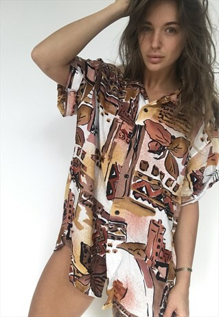 PATTERNED OVERSIZED RETRO VINTAGE UNISEX FESTIVAL SHIRT