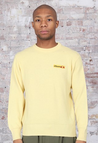 VINTAGE ELLESSE LOGO KNIT JUMPER YELLOW