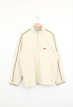 Vintage Nike Embroidered Logo 1/4 Zip Sweatshirt in Cream