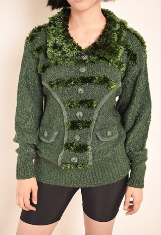 VINTAGE 80'S RETRO KNIT FLUFFY FURRY JUMPER