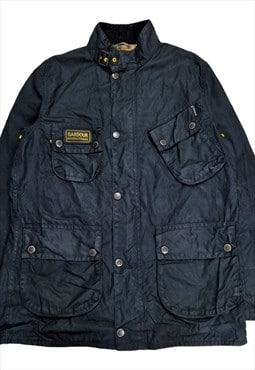 Barbour International Wax Jacket In Black Size Large Slim