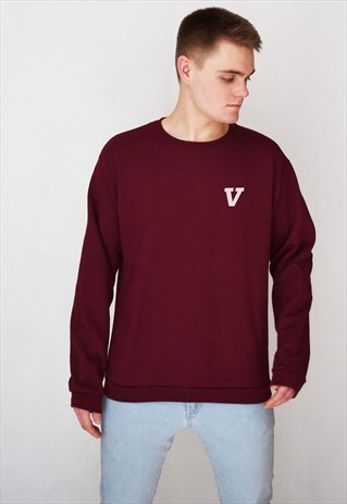 BURGUNDY V (WHITE) SWEATSHIRT
