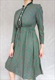 VINTAGE GREEN SHORT DIRNDL DRESS, SMALL SIZE DRESS, GREEN 