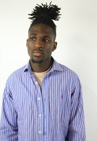 VINTAGE POLO RALPH LAUREN STRIPED BLUE SHIRT