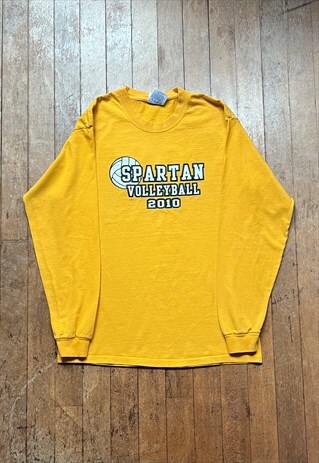 YELLOW PRINT LONG SLEEVED T - SHIRT