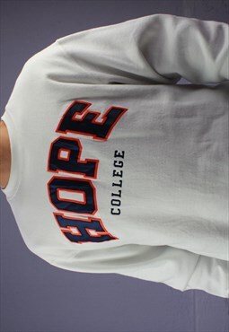 Vintage Champion Hope College White Sweatshirt M