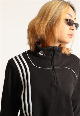 VINTAGE ADIDAS EMBROIDERED SPELLOUT 1/4 ZIP SWEATSHIRT