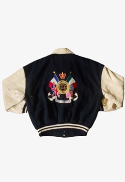 Vintage 90s The Limited World Flags Leather Jacket