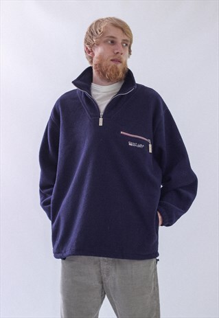 VINTAGE MENS GANT USA HALF ZIP FLEECE JACKET