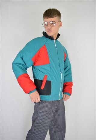 VINTAGE MULTICOLOUR SKI RAVE PUFFER JACKET