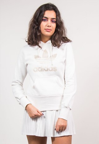 90'S VINTAGE WHITE ADIDAS SWEATSHIRT HOODIE