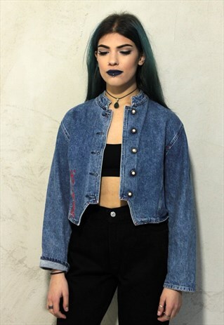 BLUE VINTAGE RICA LEWIS 1928 CROPPED DENIM JACKET A388