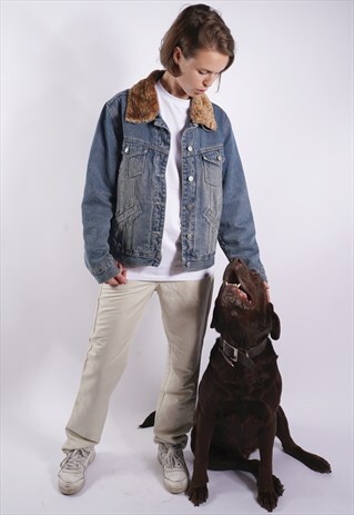 90'S DENIM WITH DETACHABLE FAUX FUR COLLAR