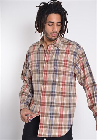 VINTAGE TOMMY HILFIGER LONG SLEEVE CHECK SHIRT BROWN