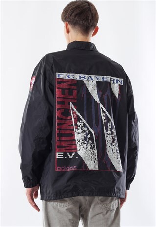 VINTAGE ADIDAS FC BAYERN COACH WINDBREAKER 90S BLACK