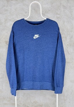 Nike Blue Sweatshirt Pullover Centre Swoosh Mens Small