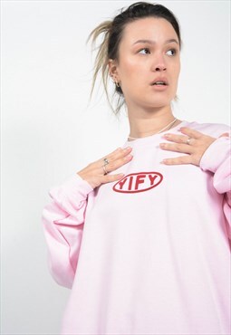 Yify Flock Logo Cosy Loungewear Pink Sweatshirt
