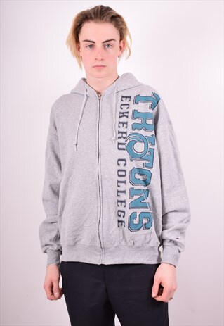 CHAMPION MENS VINTAGE HOODIE JACKET LARGE GREY 90S