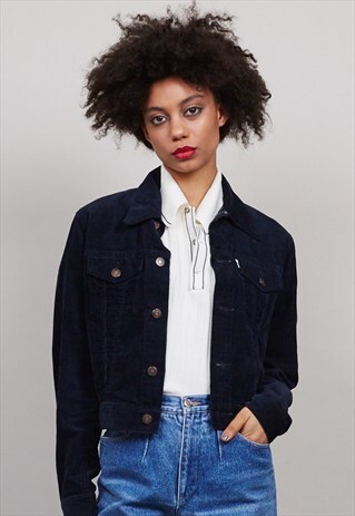 1970S VINTAGE NAVY BLUE CORDUROY LEVI'S JACKET