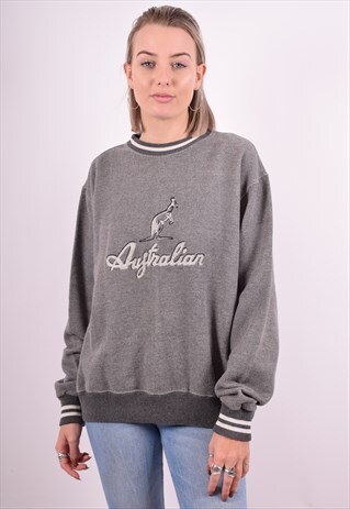 AUSTRALIAN WOMENS VINTAGE SWEATSHIRT JUMPER XL GREY 90'S