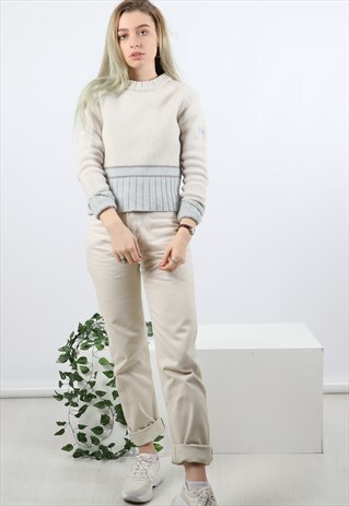 VINTAGE NIKE ACG SMALL BEIGE KNITTED JUMPER
