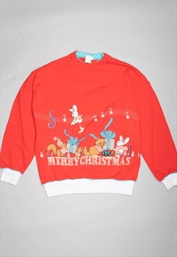 Red festive casual fit round necked Christmas jumper