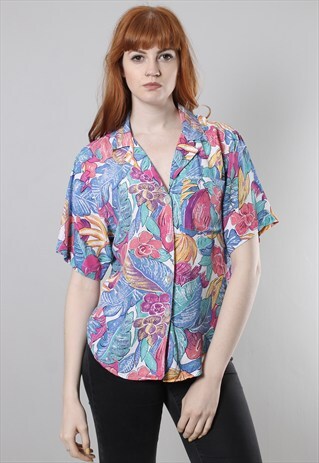 VINTAGE 90S FLORAL PATTERNED SHIRT BLOUSE TOP