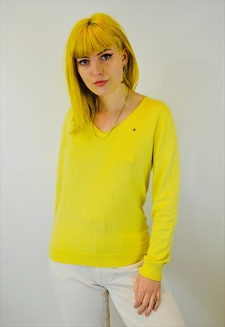 VINTAGE TOMMY HILFIGER YELLOW COTTON JUMPER