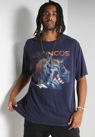 VINTAGE DENVER BRONCOS 90'S NFL GRAPHIC T-SHIRT BLUE