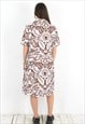 WOMEN'S M SHIRT DRESS BUTTON UP COLLAR SUMMER RETRO FLORAL