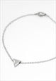 SILVER TRIANGLE CHAIN BRACELET TINY BEAD WATERPROOF GIFT