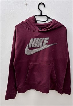 Vintage Nike Y2K burgundy spellout hoodie XS