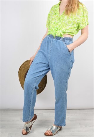 VINTAGE 90S SLOUCHY TROUSERS IN LIGHT BLUE WASH DENIM