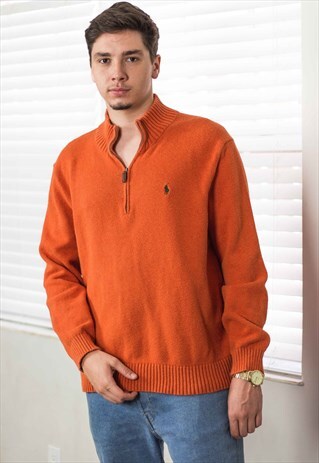 VINTAGE POLO RALPH LAUREN 1/4 ZIP JUMPER LOGO 90S XL 22.7
