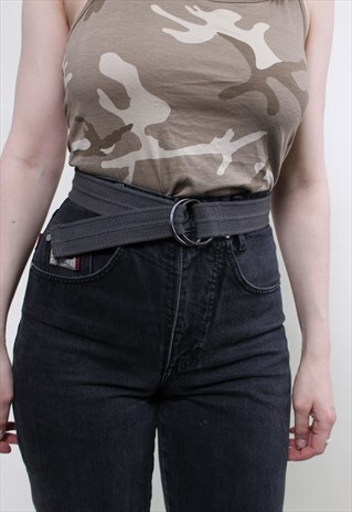 VINTAGE 90S CANVAS BELT, D RING UTILITY BELT MEDIUM SIZE