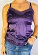 Vintage Size S Y2K Lace Cami Top In Purple