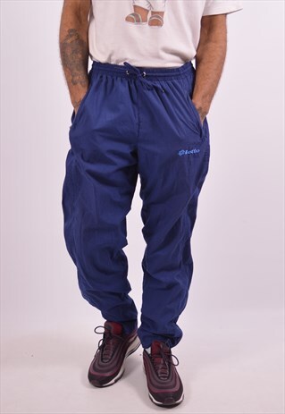 LOTTO MENS VINTAGE TRACKSUIT TROUSERS MEDIUM BLUE 90S