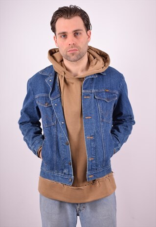 WRANGLER MENS VINTAGE DENIM JACKET LARGE BLUE 90S