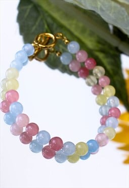 Gemstone Large Multicolour Bead Bracelet 90s Y2K Jewellery