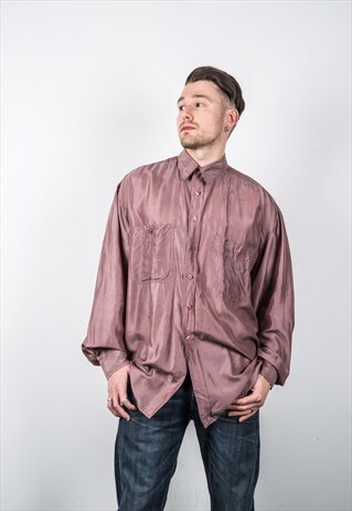 VINTAGE 1980S PURPLE SILK SHIRT