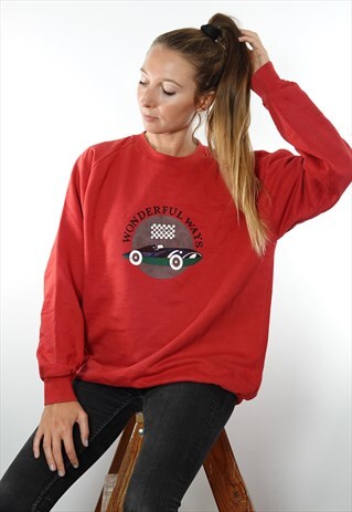 VINTAGE CACHAREL JUMPER 90S OVERSIZE RED WOMEN