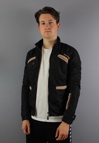 VINTAGE REEBOK COAT IN BLACK WITH EMBROIDERED LOGO AND ZIP P