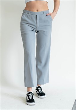 Vintage 90s Straight Fit Grey Mid Waist Smart Women Trousers