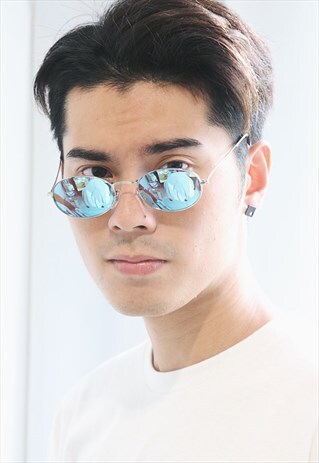 BLUE OVAL SUNGLASSES