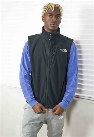 VINTAGE NORTH FACE FLEECE VEST LOGO 90S S 13.6