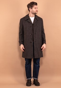 Vintage 70's Men Pure New Wool Coat in Brown