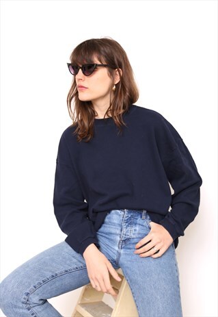 VINTAGE 90S NAVY POLO HIGH TURTLE ROLL NECK TOP